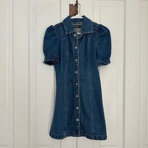 Dark Blue Button Up Denim Mini Dress • Women’s Size S • Western, Americana Vibes